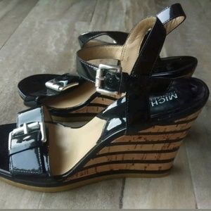 Michael Kors Black Patton Leather Wedges